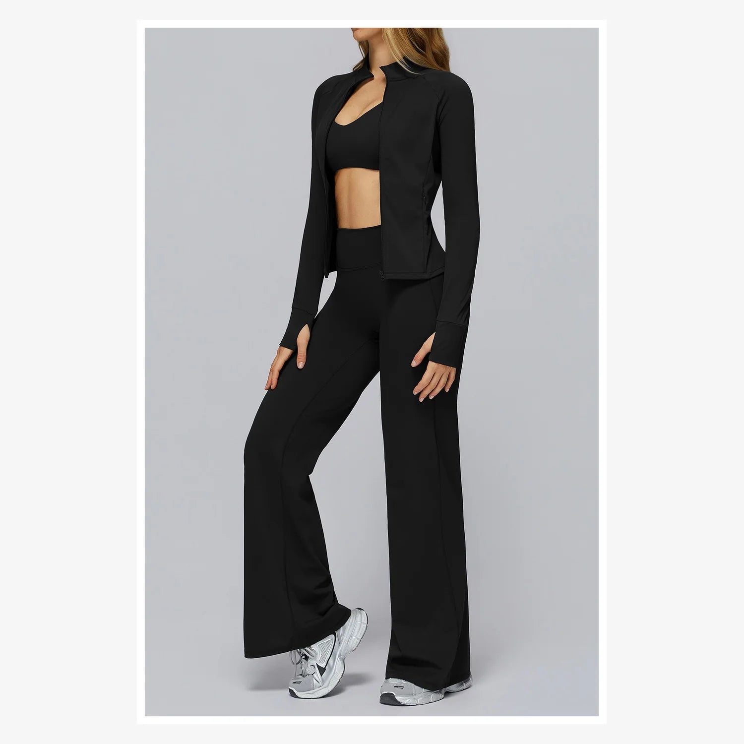 Quick-drying Fitness Yoga Set Zipper Casual Set Women's Outdoor Cycling and Running Sports Set Custom LOGO
