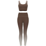 Gradient Nylon High Waist Breathable Yoga Apparel Sets Lounge Trousers 2pcs Women's Calf-Length Yoga Leggings Pants