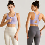 Women Front Zipper Sports Bra Built-in Fixed Cups High Impact Gym Crop Top Wireless Breathable Workout Activewear