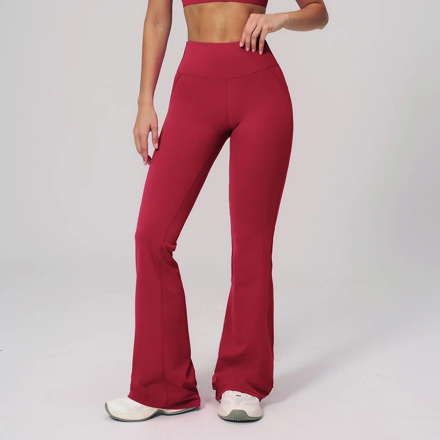 High Stretch Breathable Quick Dry Yoga Set OEM 2-Piece Solid Lightweight  Flared Padded Mid Waist Pilates Gym Active Wear