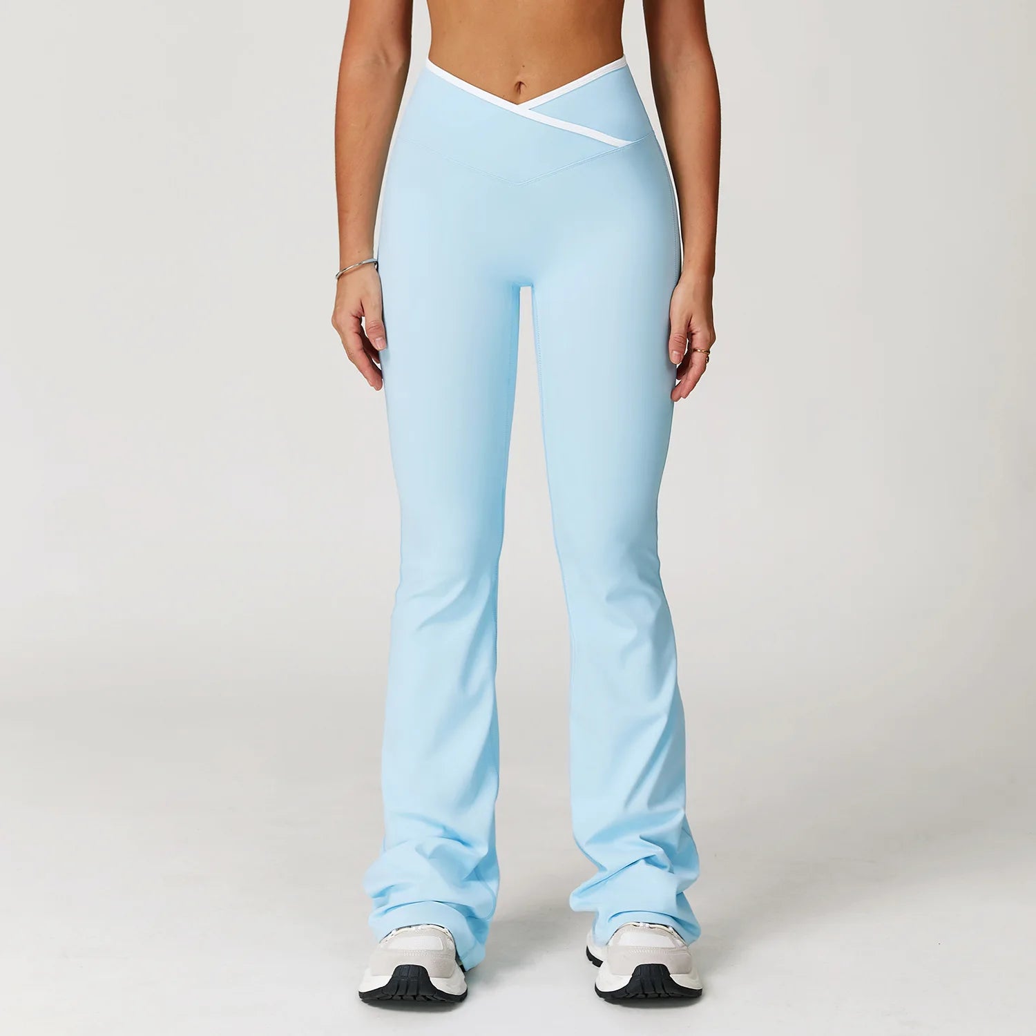 Factory Women Yoga Pants Naked Feel Flare Leggings High Waist Crossover Workout Pants Slim Fit Fitness Trousers
