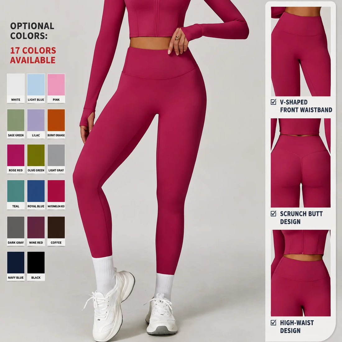 High Waist Scrunch Butt Yoga Leggings Naked Feeling Tummy Control Butt Lifting Compression Fitness Workout Pants