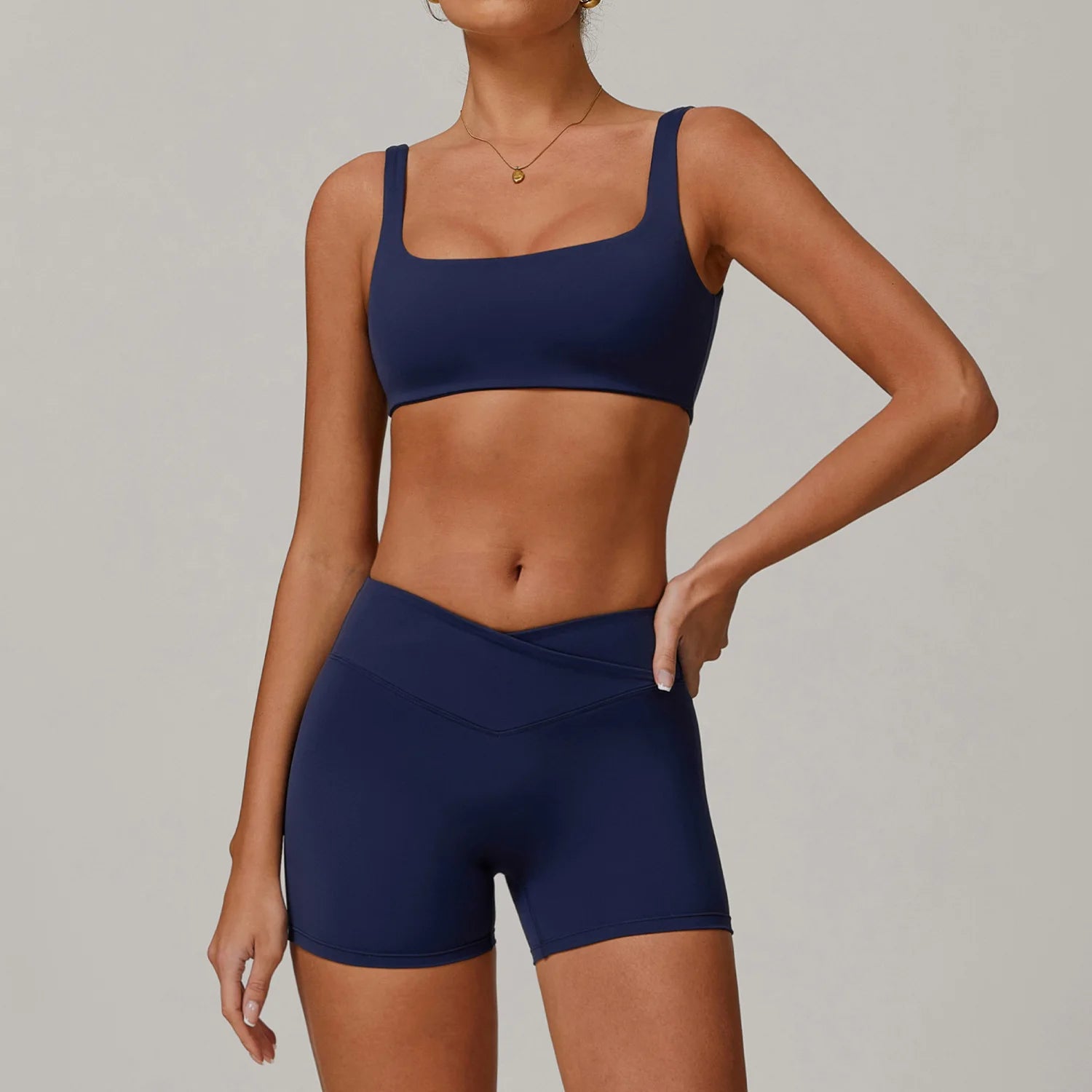 Quick Dry V Waist Shorts & Flared Pants Gym Fitness Sets Activewear Sports Bra Solid Yoga Sets Breathable Lightweight