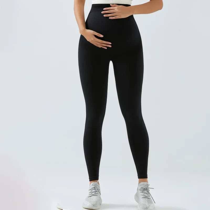 Custom Logo Plus Size Maternity Active Wear Pants for Women Spandex/Nylon Solid Maternity Clothing Quick Dry Breathable Seamless