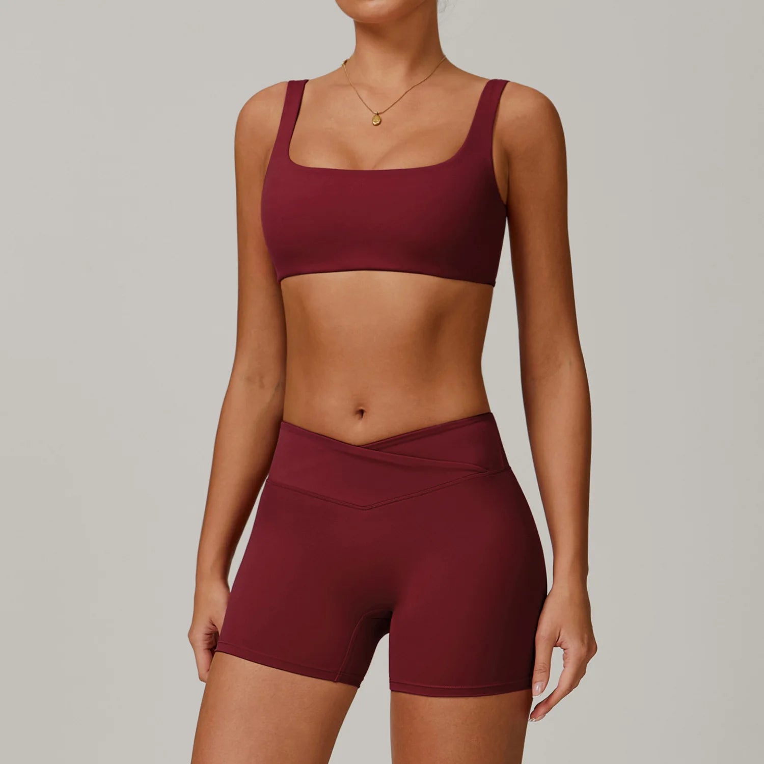 Quick Dry V Waist Shorts & Flared Pants Gym Fitness Sets Activewear Sports Bra Solid Yoga Sets Breathable Lightweight