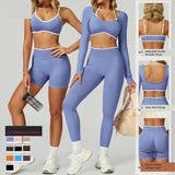 Wholesale Seamless Solid Sports Top Tight Scrunch Butt High Waist Elastic Waist Shorts Front 3 Piece Sportswear Gym Fitness Yoga