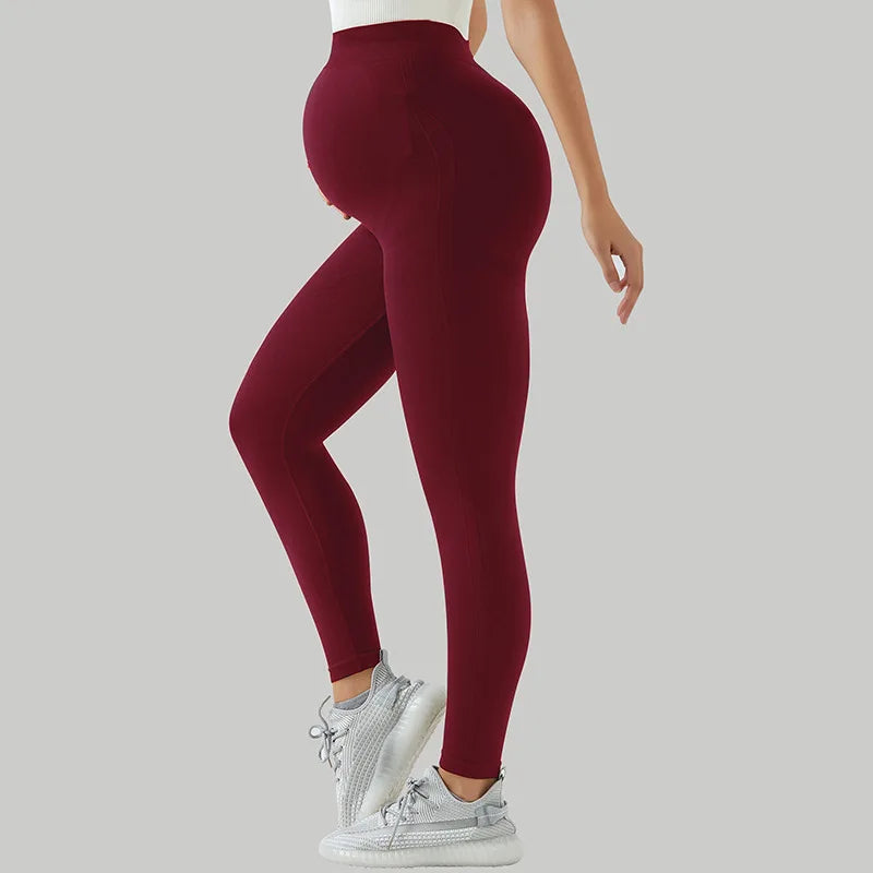 Custom Logo Plus Size Maternity Active Wear Pants for Women Spandex/Nylon Solid Maternity Clothing Quick Dry Breathable Seamless