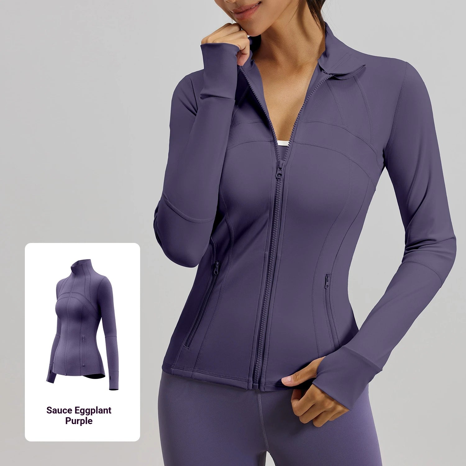 Yoga Jacket Women Slim Fit Sports Jacket Full Zip Running Workout Fitness Wear Curved Seam Lines Custom Logo