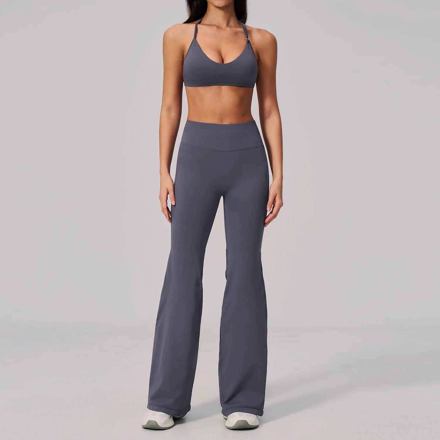 Halter Tank Tops High Waist Flare Yoga Pants 2 Pieces Fitness Set Outdoor Sports Bra Plus Size Yoga Sets