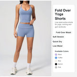 Custom Gym Shorts Contrast Stitch Elastic Folded Waist Running Tights Quick Dry Yoga Short Soft Women Workout Fitness Bottom