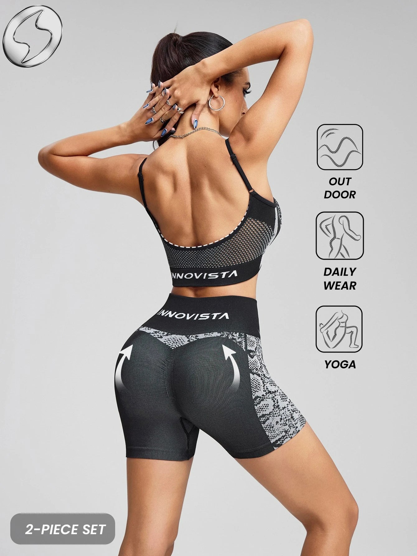 Factory Seamless Fitness Set European and American Foreign Trade New Slimming Mesh Women's Yoga Shoulder Strap Bra High Waist