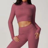 Women's Front Seamless Fitness Long Sleeve Jacket Quick Dry Yoga Sets Four-Way Stretch Breathable Workout Top Custom