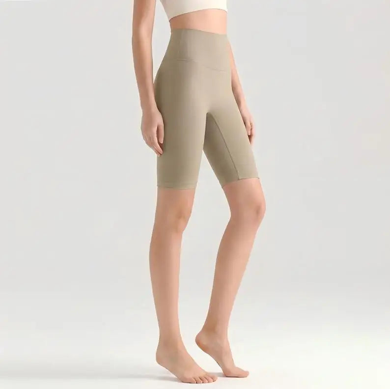 Women High Waisted Seamless Front Biker Shorts Sculpting Fit Yoga Shorts Butt Lifting Gym Workout Cycling Essentials Shorts