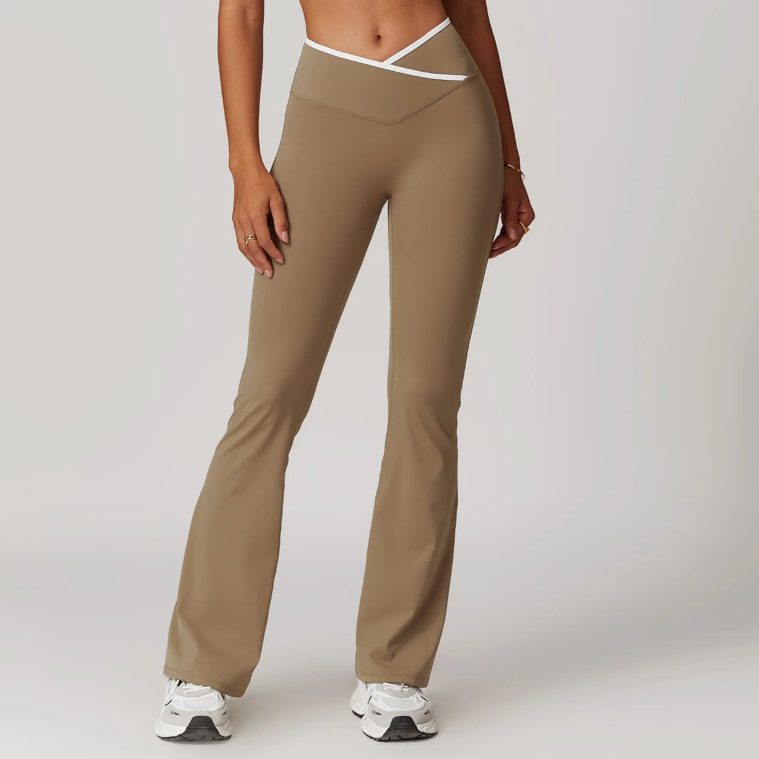 Factory Women Yoga Pants Naked Feel Flare Leggings High Waist Crossover Workout Pants Slim Fit Fitness Trousers