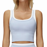 Yoga Tank Top Stitched Vest Faux Two Piece Women Sports Bra Double Strap Gym Fitness Crop Top Quick Dry Custom Logo