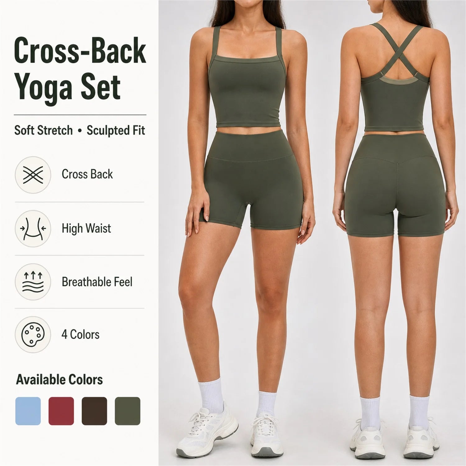 Crisscross Strap Sportswear Outdoor Apparel Hot Selling Color Blocking Gym Fitness Workout Clothes Yoga Set for Women