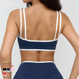 Yoga Bra Generous Neckline Contrasting Colors Custom Logo Women Running Fitness Bra Patchwork Square Neck Crop Top