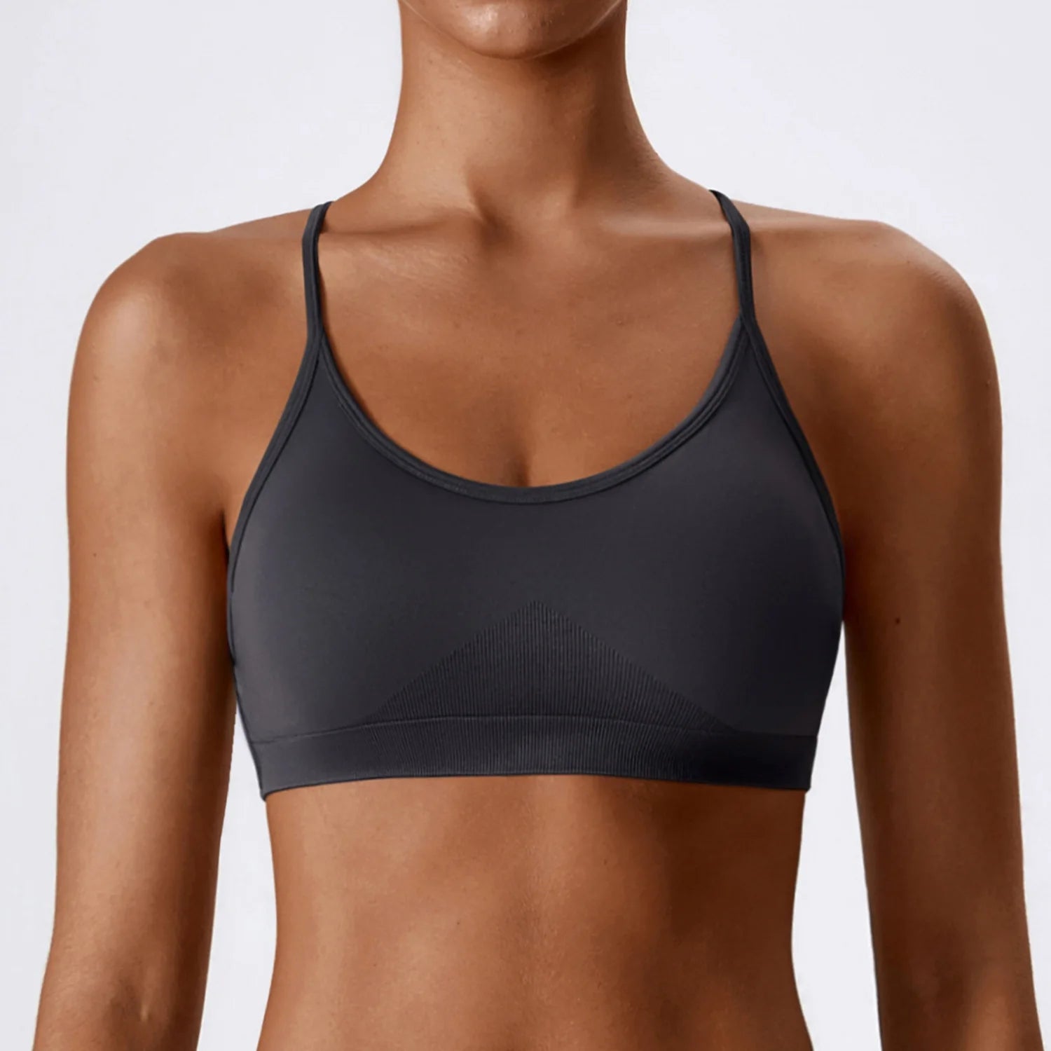 Yoga Bra Seamless Cross Strap Backless Sports Bra OEM Custom Logo U-Neck Removable Padded Gym Workout Vest Tank Top