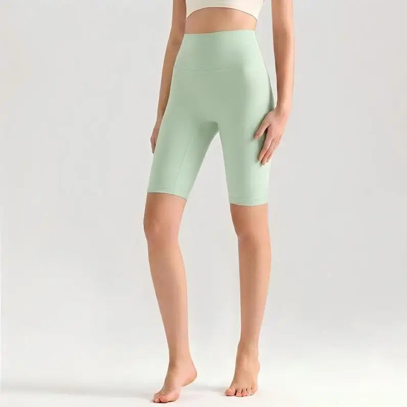 Women High Waisted Seamless Front Biker Shorts Sculpting Fit Yoga Shorts Butt Lifting Gym Workout Cycling Essentials Shorts