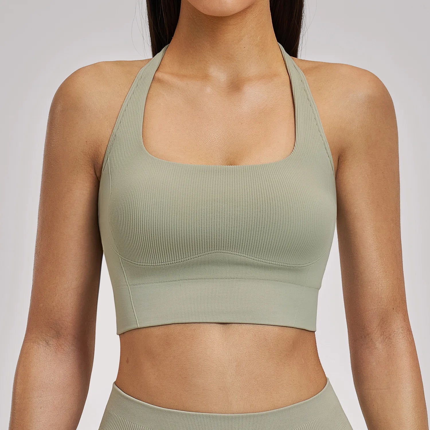 Sports Bra Women High Support Seamless Ribbed Yoga Bra Gym Workout Crop Top Custom Logo Quick-Drying