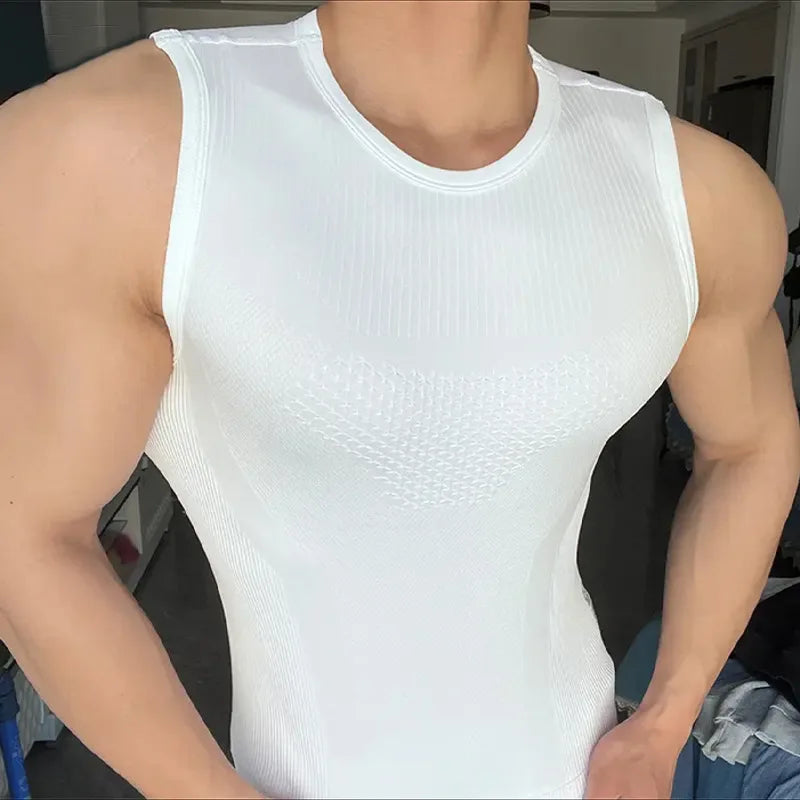 Sport Sleeveless Shirt Custom Logo Quick Dry Bottoming Shirt Workout Clothes Fitness Tank Top Men GYM Shirt