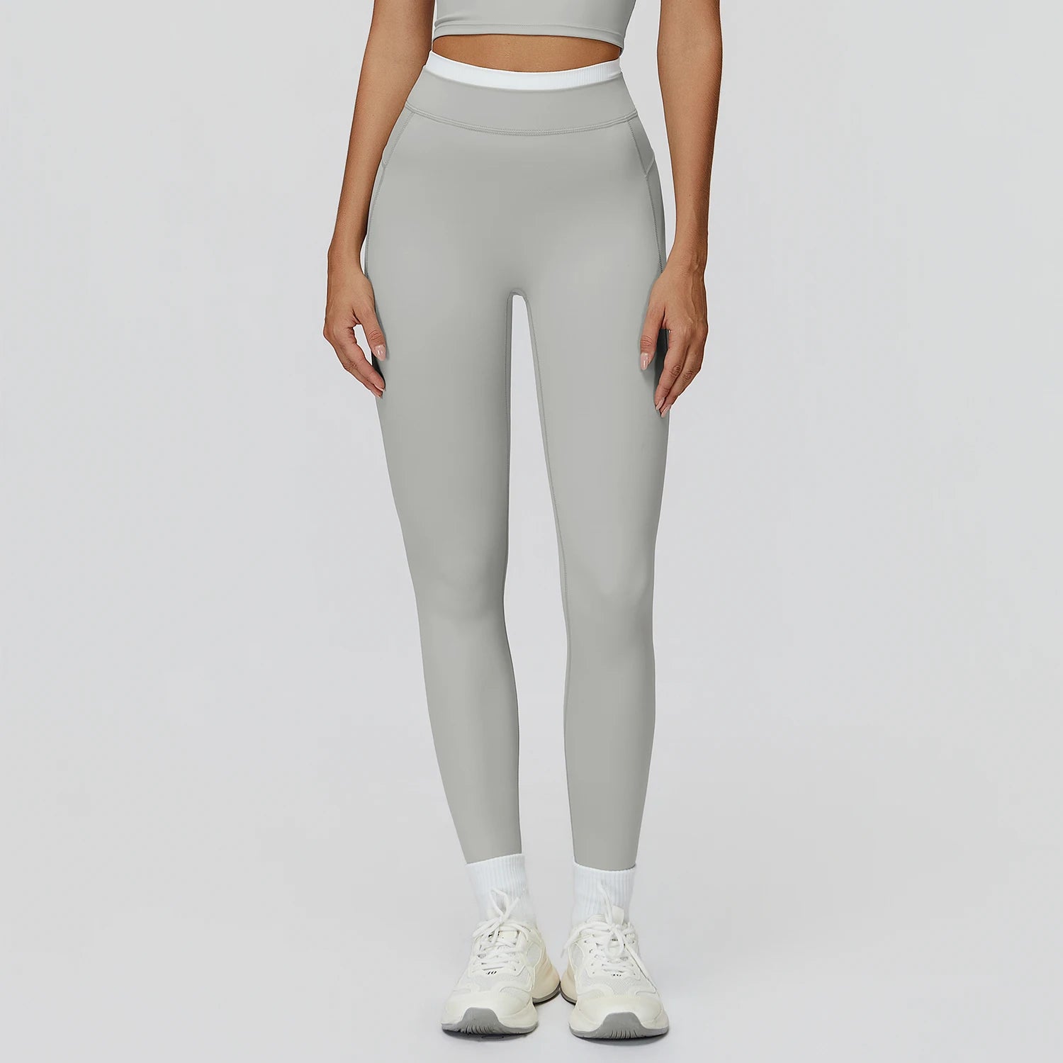 Women's Naked Feeling Yoga Pants, Ribbed High Waist Color Block Slim Fit Workout Leggings for Running & Fitness