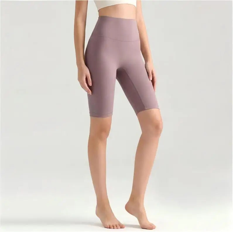 Women High Waisted Seamless Front Biker Shorts Sculpting Fit Yoga Shorts Butt Lifting Gym Workout Cycling Essentials Shorts