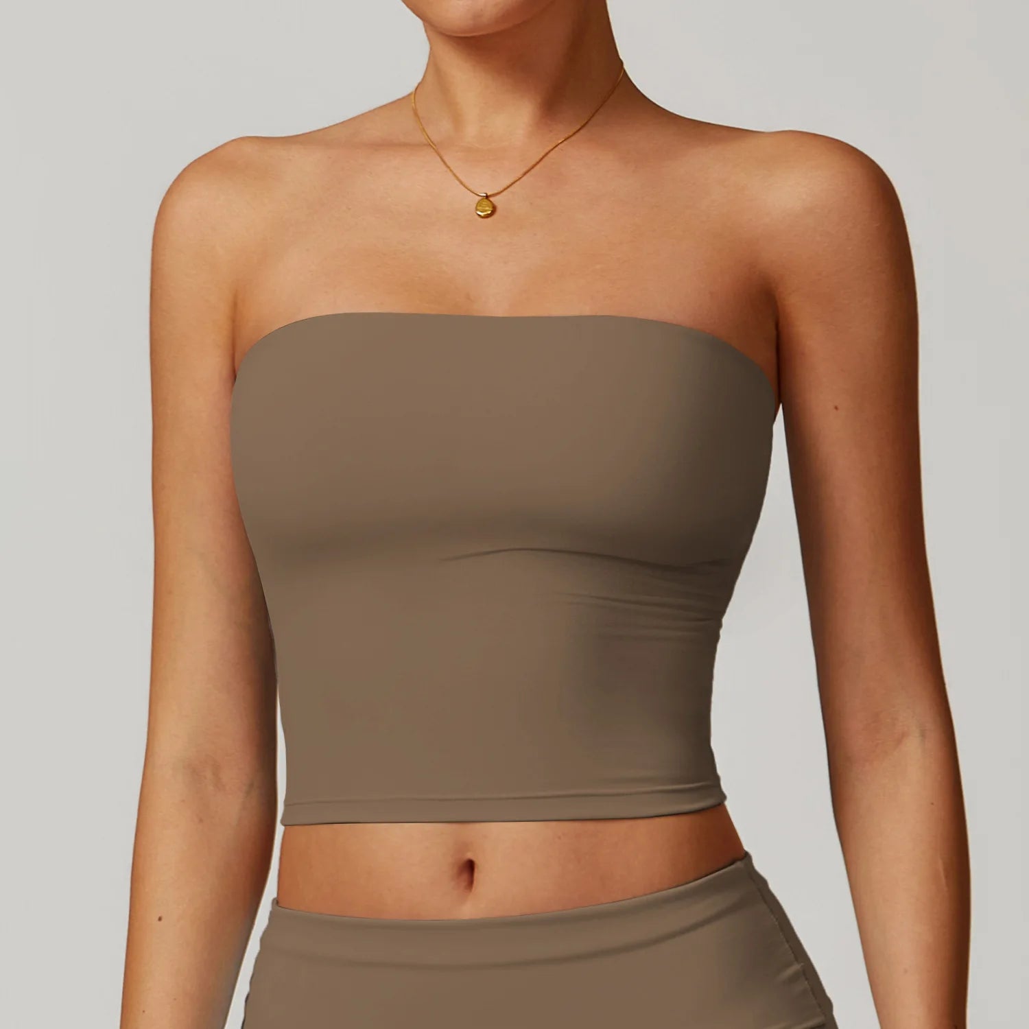 OEM Custom Logo Strapless Bandeau Top Women Yoga Bra Padded Gym Crop Tank Wireless Tube Top Workout Activewear Vest