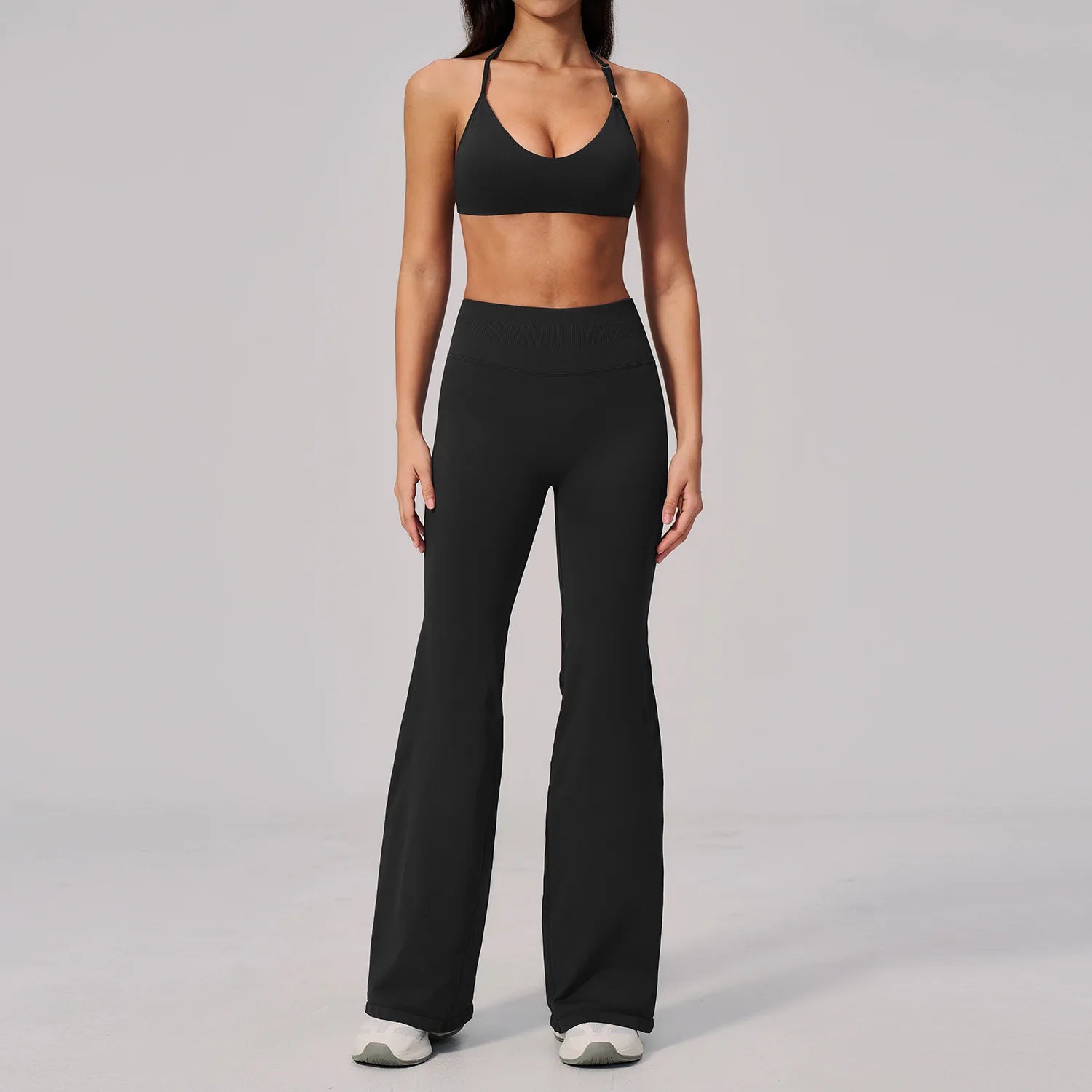 Halter Tank Tops High Waist Flare Yoga Pants 2 Pieces Fitness Set Outdoor Sports Bra Plus Size Yoga Sets