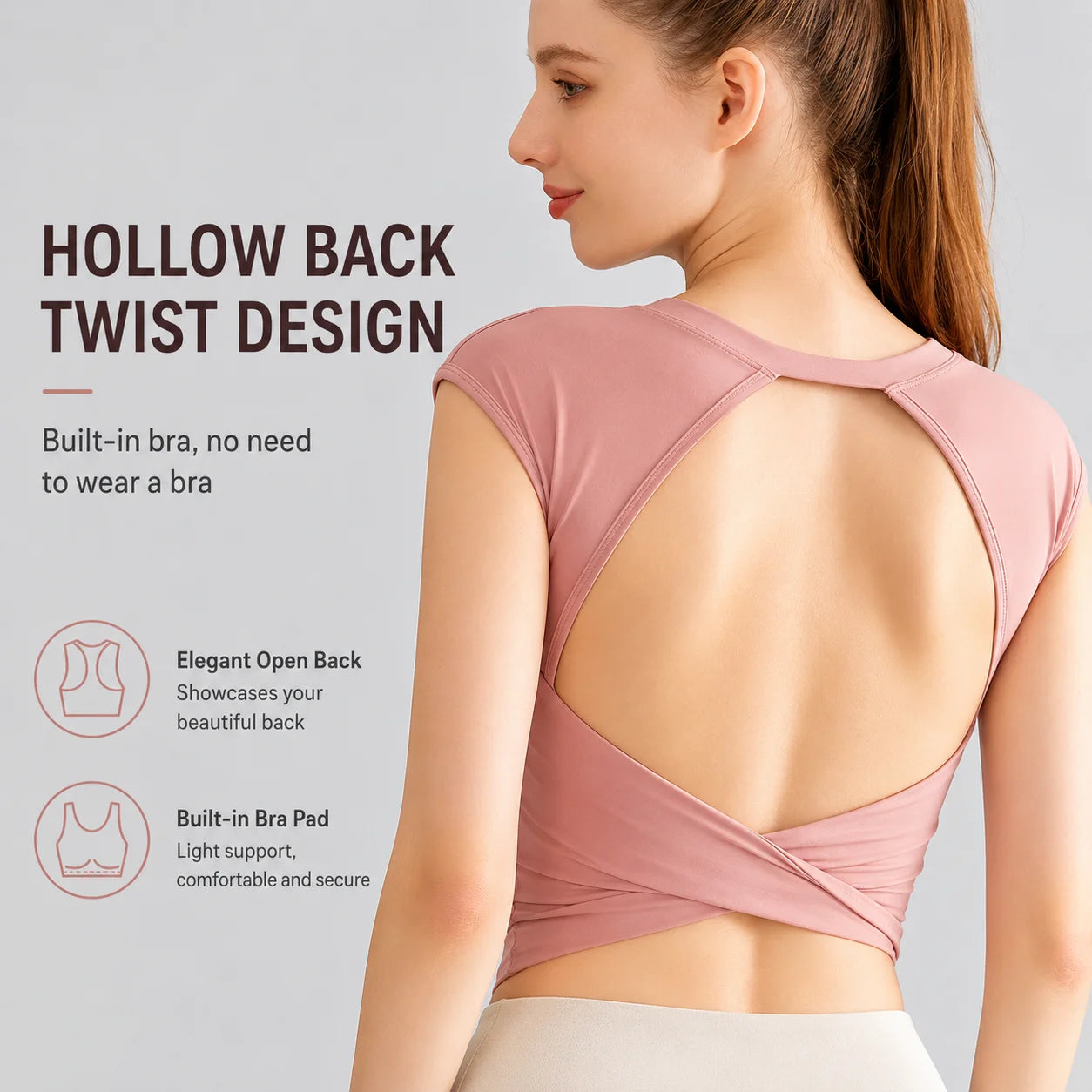 Women Solid 2 Piece Gym Set Front Open Back Crossover Crop Top High Waisted Leggings Workout Yoga Set OEM Custom Logo