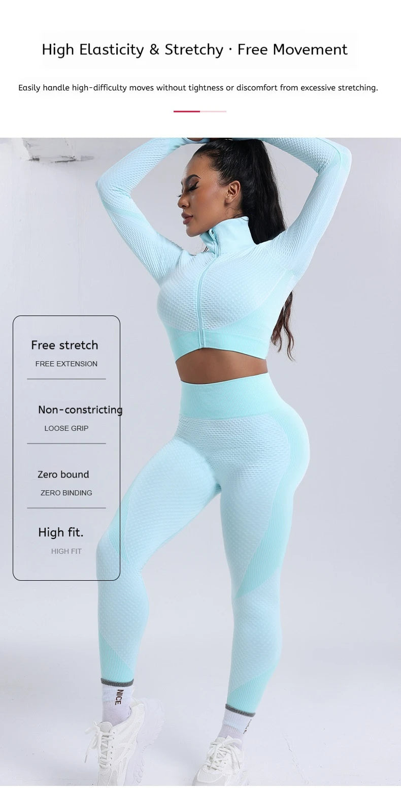 Custom New Solid Breathable Yoga Set Sports Yoga Jacket Top Tight Fitting Hip Lifting Abdominal Compression High Waist Leggings