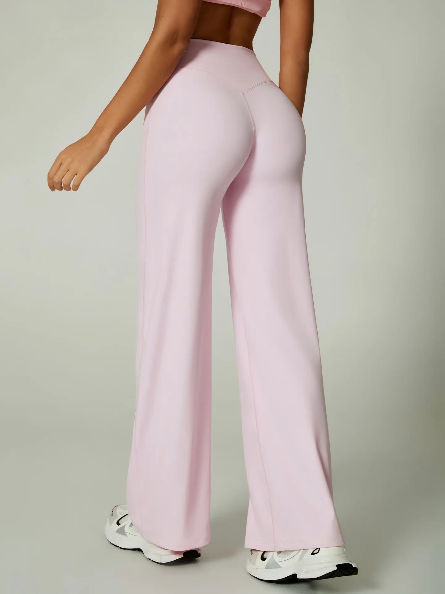 High-Waisted Wide-Leg Active Pants with Elastic Waist Four-Way Stretch Breathable Print for Workout & Casual Wear