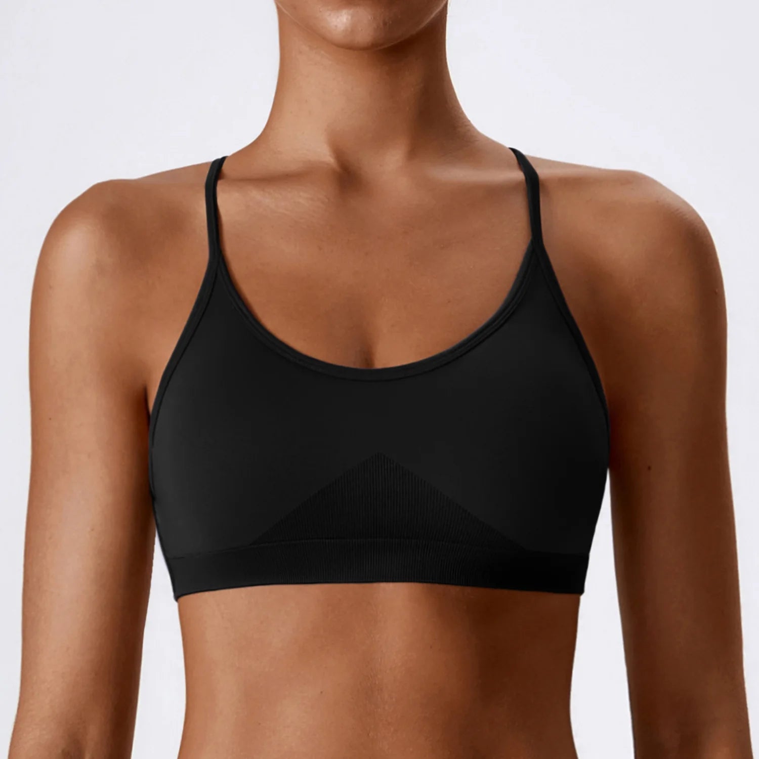 Criss Cross Sports Bra Seamless Yoga Bra Custom Logo Removable Padded Gym Workout Crop Top Vest