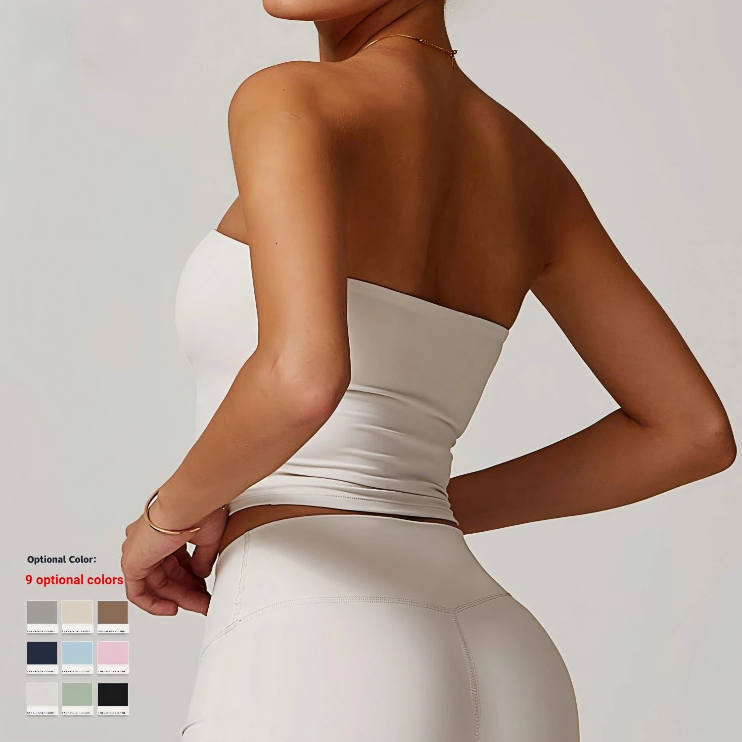 OEM Custom Logo Strapless Bandeau Top Women Yoga Bra Padded Gym Crop Tank Wireless Tube Top Workout Activewear Vest