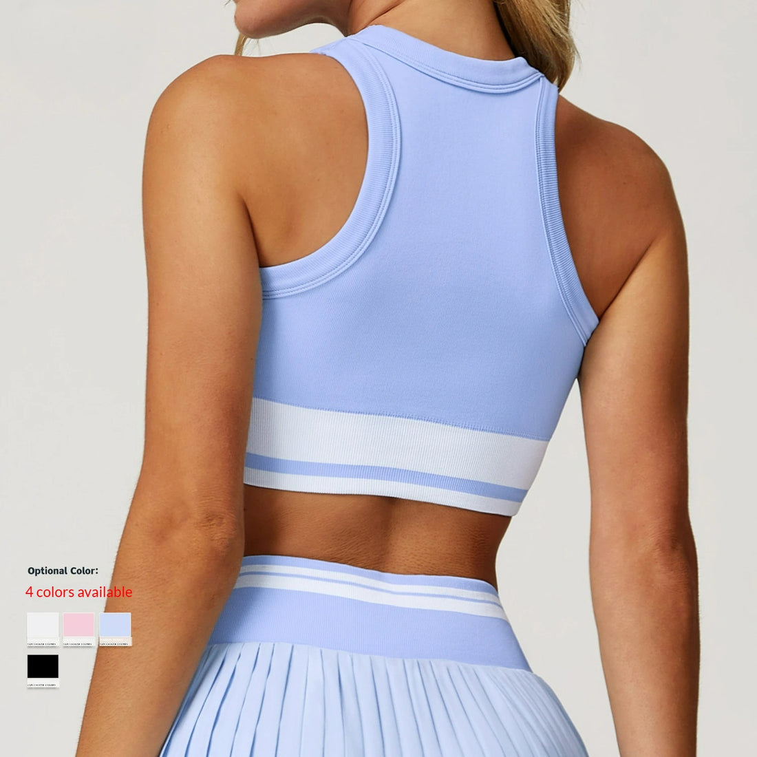 Yoga Bra Sports Vest Widened Hem Contrasting Color Removable Pads Ribbed Women Gym Fitness Crop Top Custom Logo