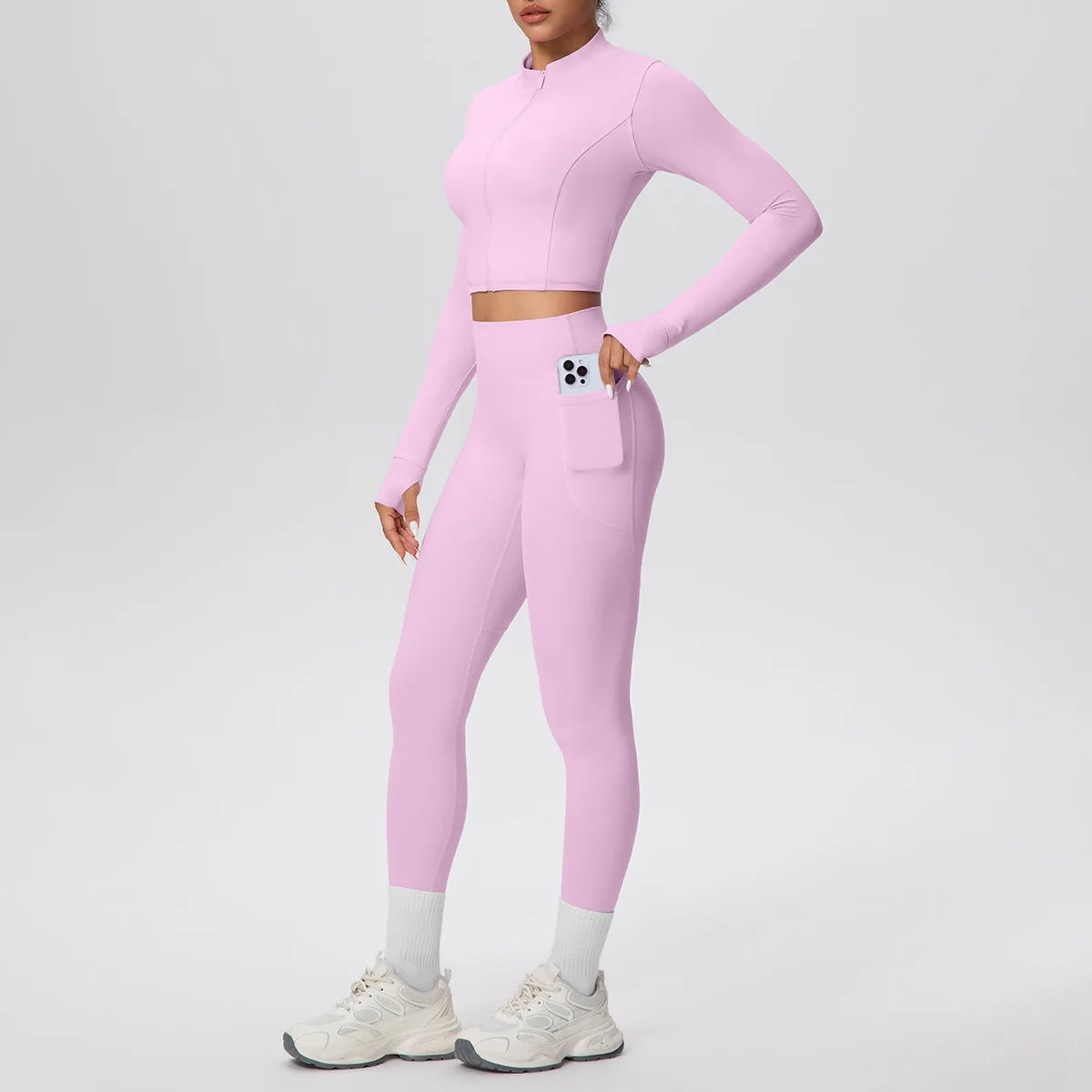 Yoga Set with Pocket Fitness Gym Clothing Leggings Women Workout Outfit 2 Piece Halter Neck Custom Sports Pilates Custom Logo