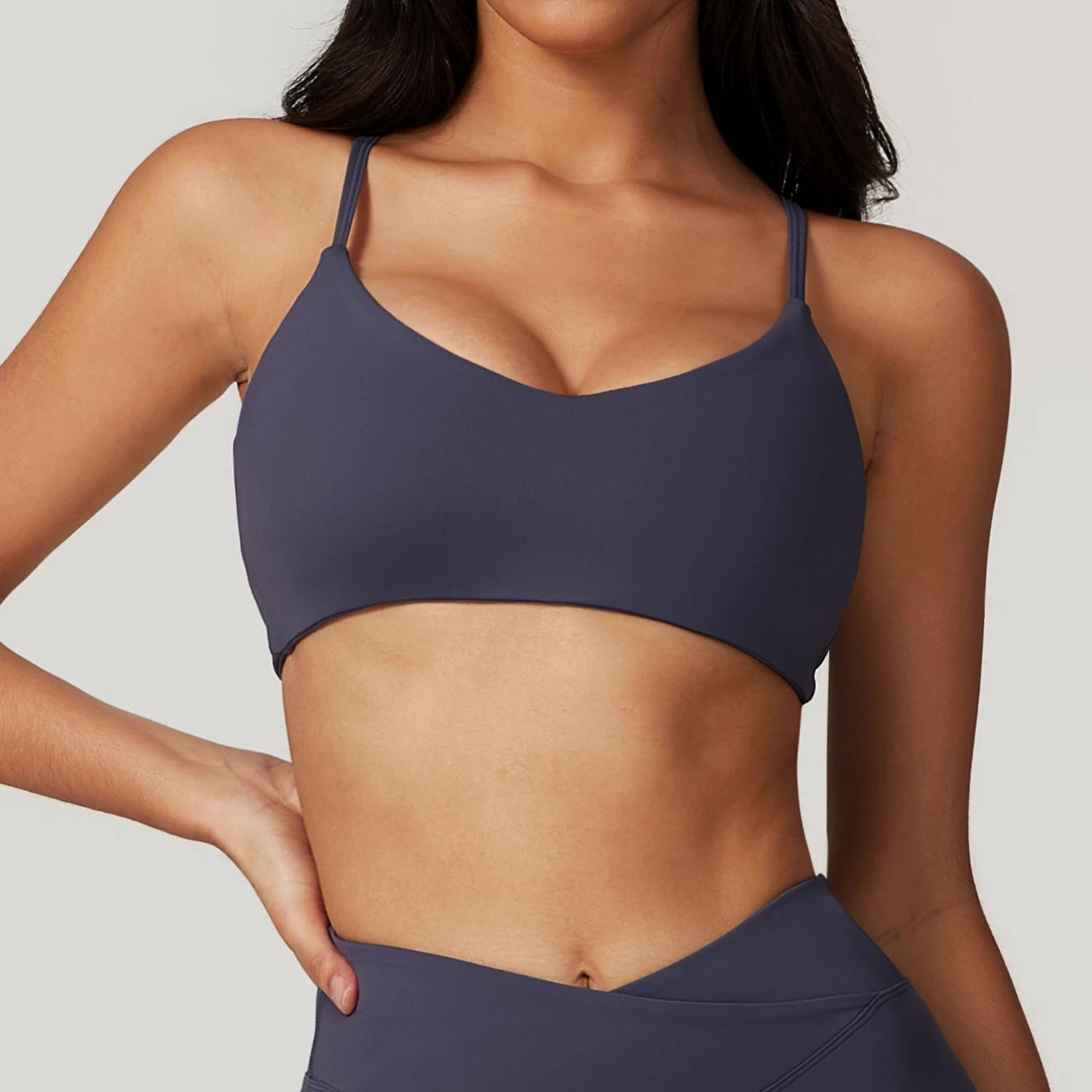 Custom Logo Gym Bra Backless Sports Bra U-Neck  Breathable Quick Drying Recycled Nylon Yoga Yoga Bra Sports Bra