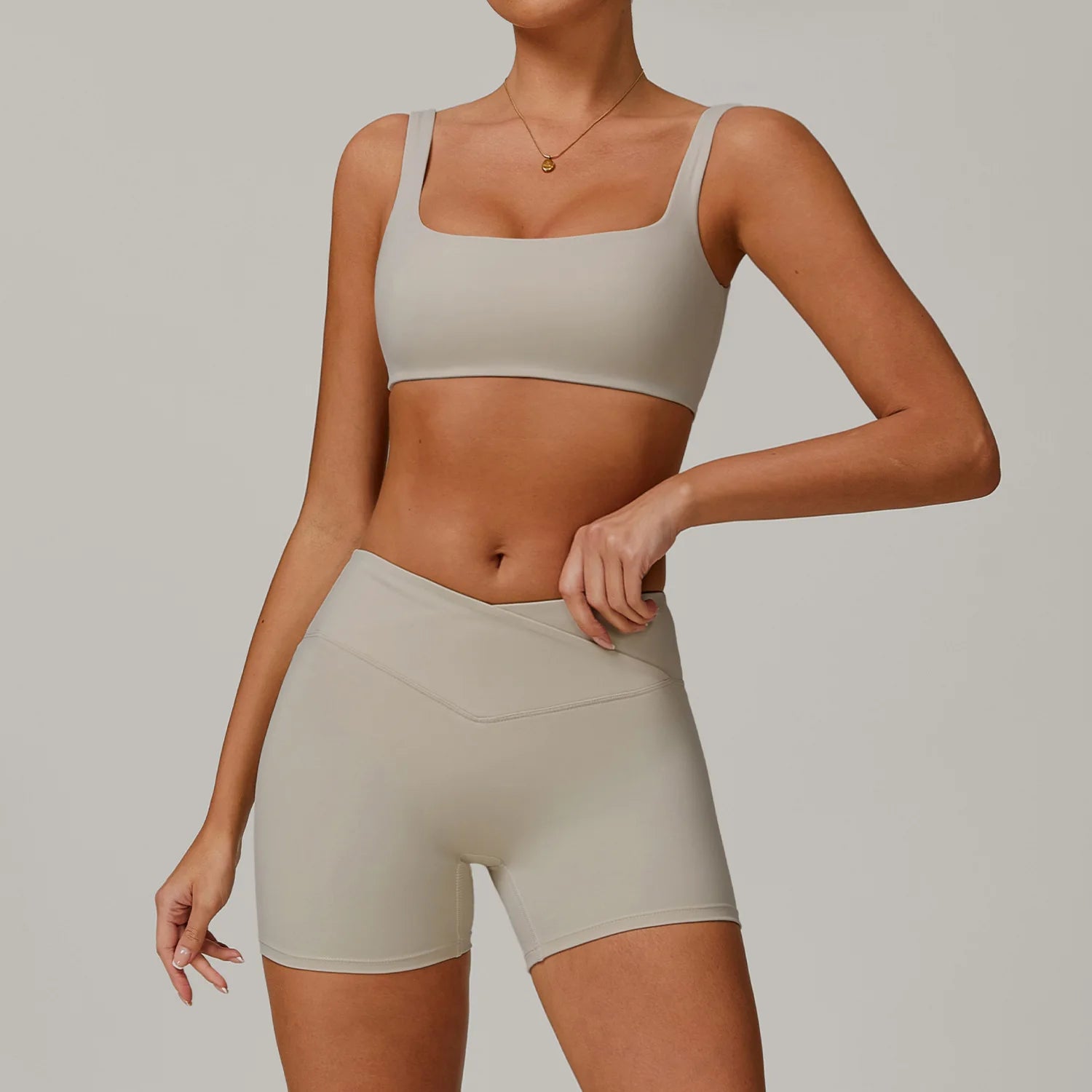 Quick Dry V Waist Shorts & Flared Pants Gym Fitness Sets Activewear Sports Bra Solid Yoga Sets Breathable Lightweight
