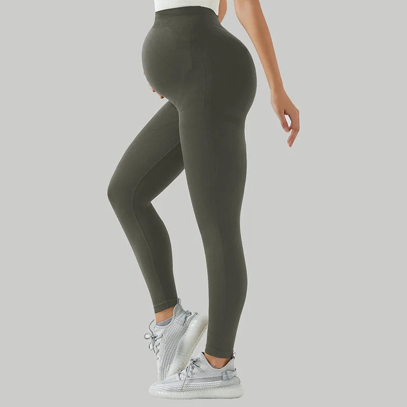 Custom Logo Plus Size Maternity Active Wear Pants for Women Spandex/Nylon Solid Maternity Clothing Quick Dry Breathable Seamless
