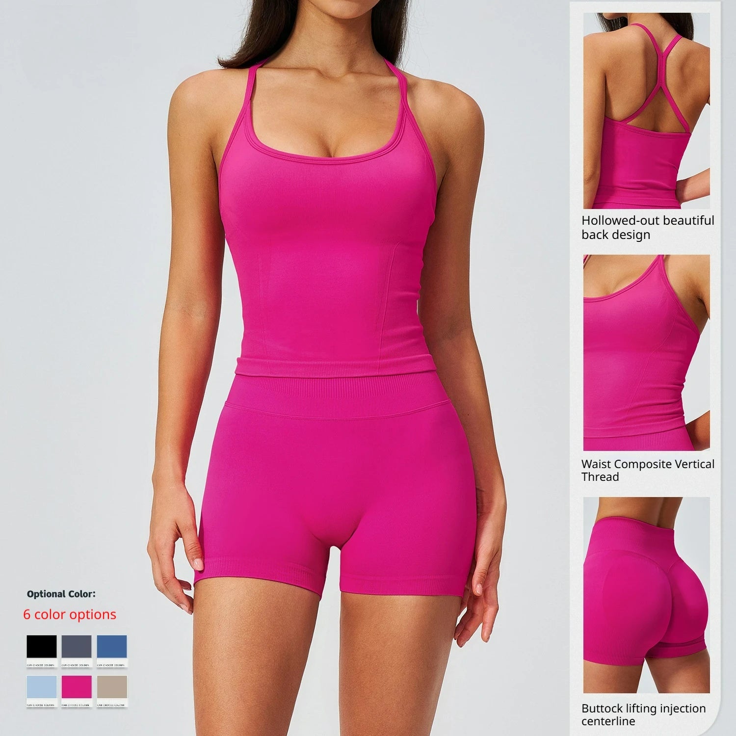 Women's Plus Size Breathable High Support Yoga Bra Halter Strap Lingerie Set with Shorts Spandex/Nylon Sports Vest Bra