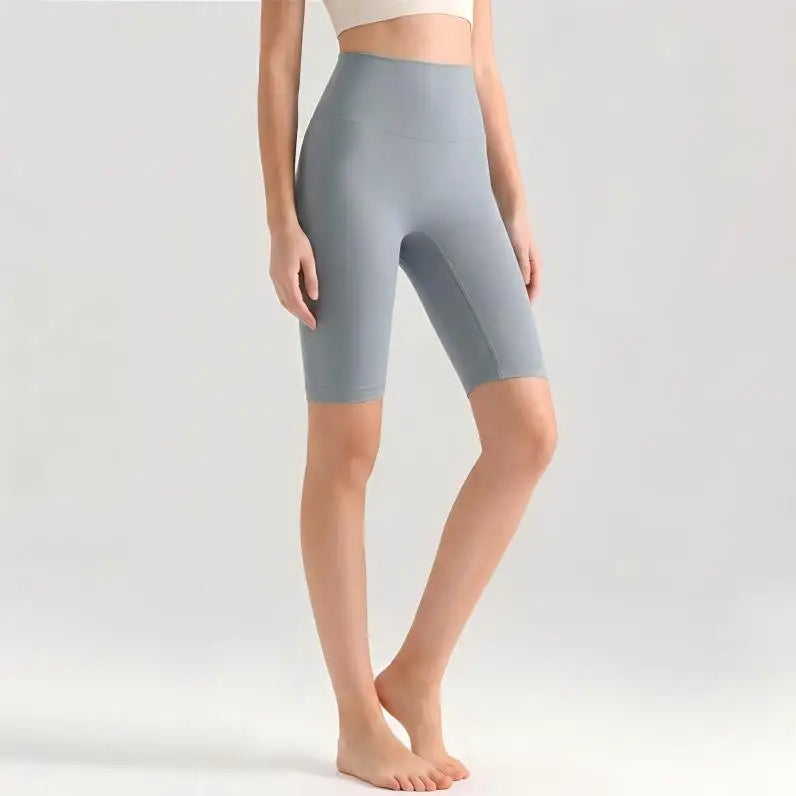 Women High Waisted Seamless Front Biker Shorts Sculpting Fit Yoga Shorts Butt Lifting Gym Workout Cycling Essentials Shorts