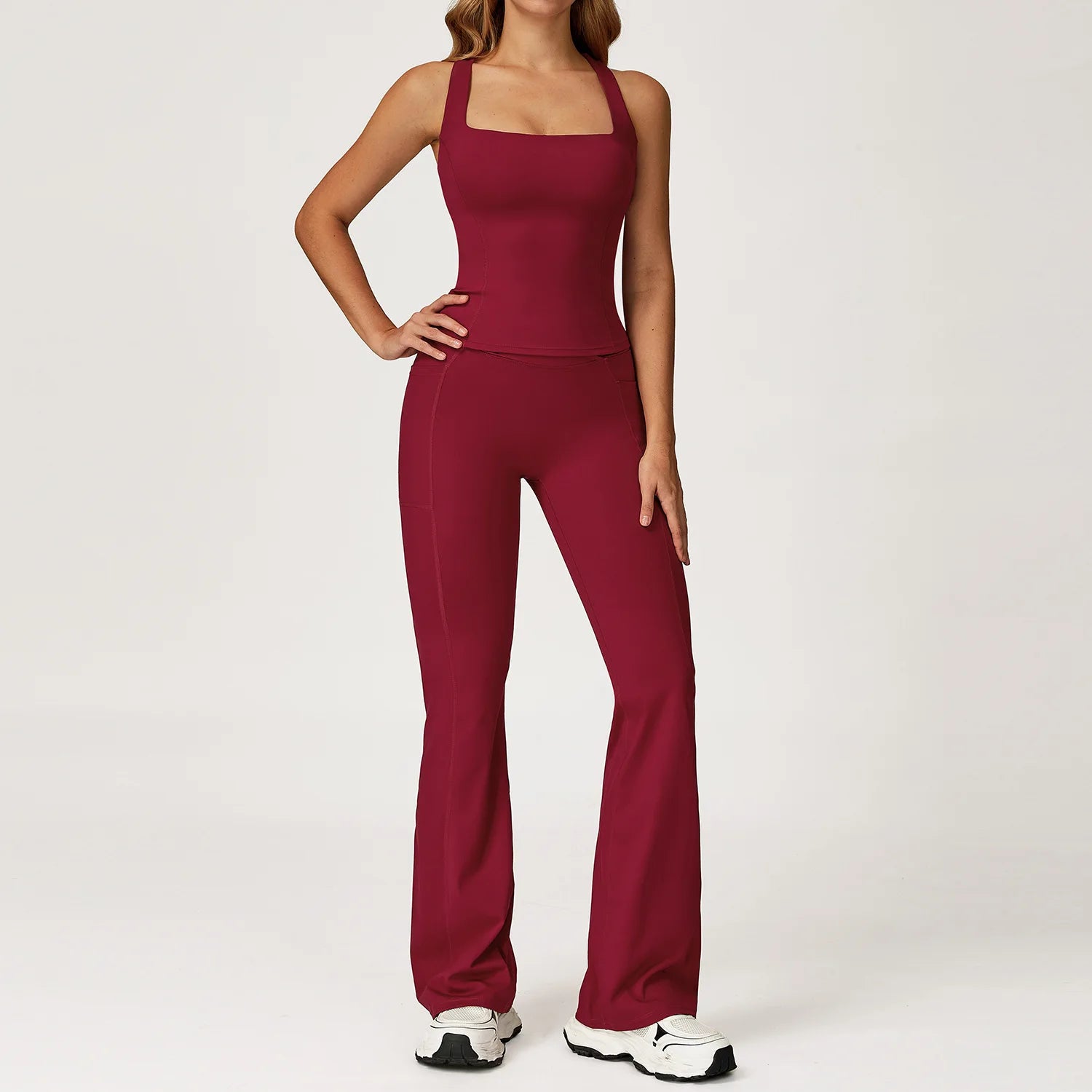 Women's Solid Athleisure 5-Piece Sports Bras+Gym Shorts+Yoga Leggings+Top Set Workout Clothes Sport Suit Front Logo