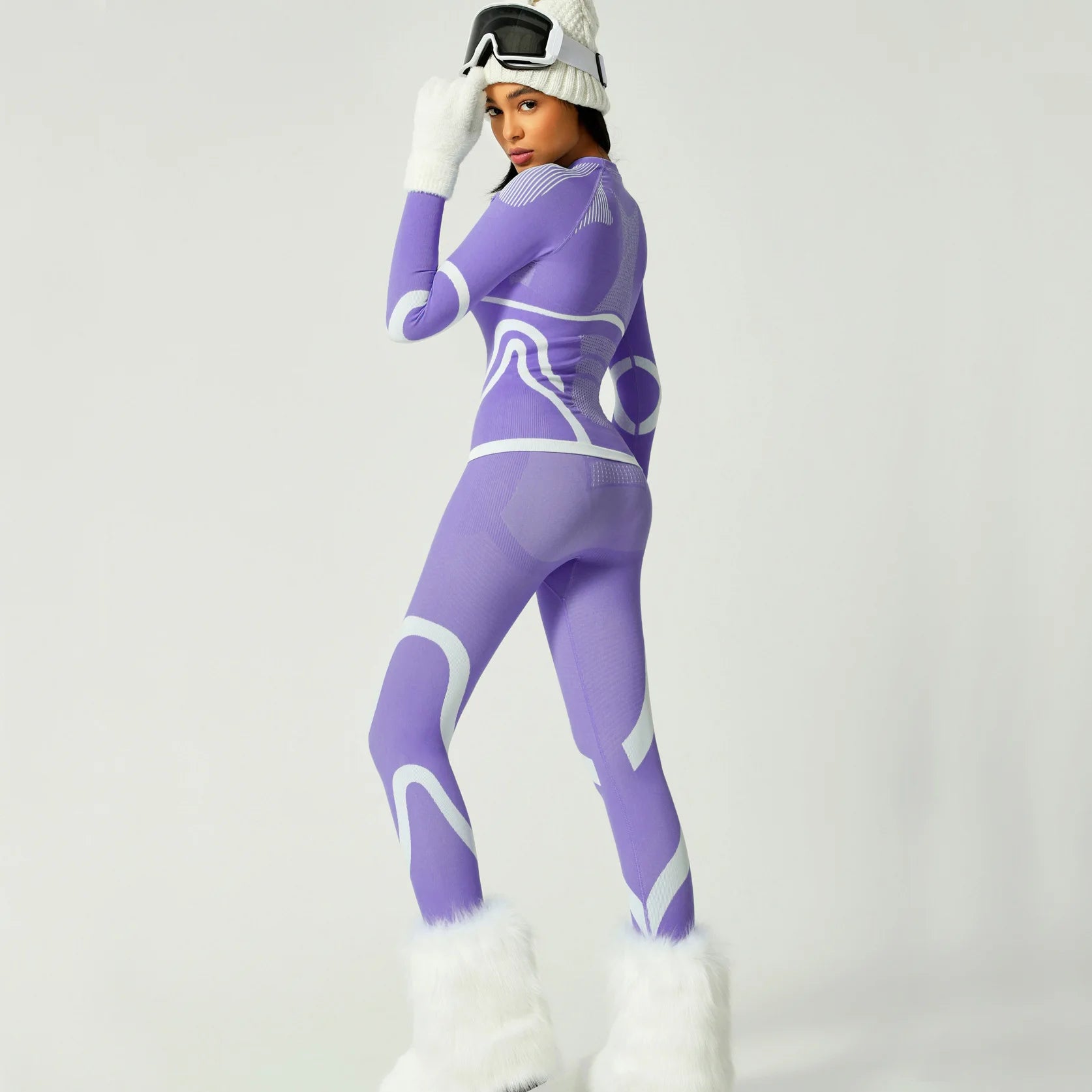 Seamless Ski Base Layer Set Women Thermal Underwear Long Sleeve Compression Snowboard Sportswear Set Custom Logo