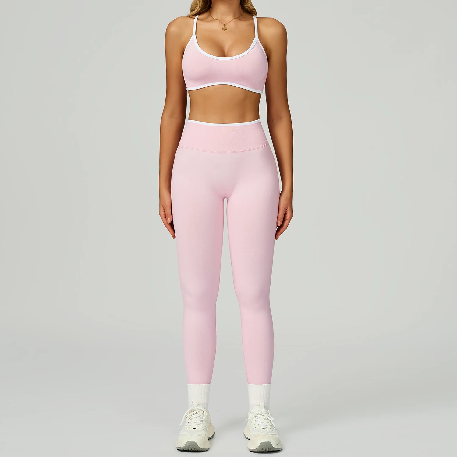 Women Seamless High Waist Yoga Sets Workout Leggings & Fitness Bra Color Blocking Sportswear Suit 2 Piece Gym Yoga Set