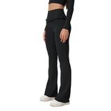 Custom Logo Yoga Pants Flare Pants Ruffle Trim High Waist Women Frill Bell Bottom Leggings Gym Fitness Wear