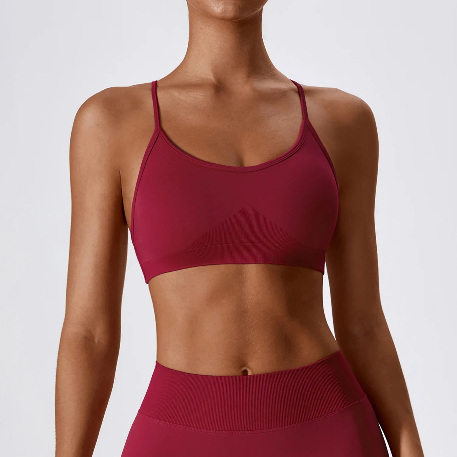 Yoga Bra Seamless Cross Strap Backless Sports Bra OEM Custom Logo U-Neck Removable Padded Gym Workout Vest Tank Top