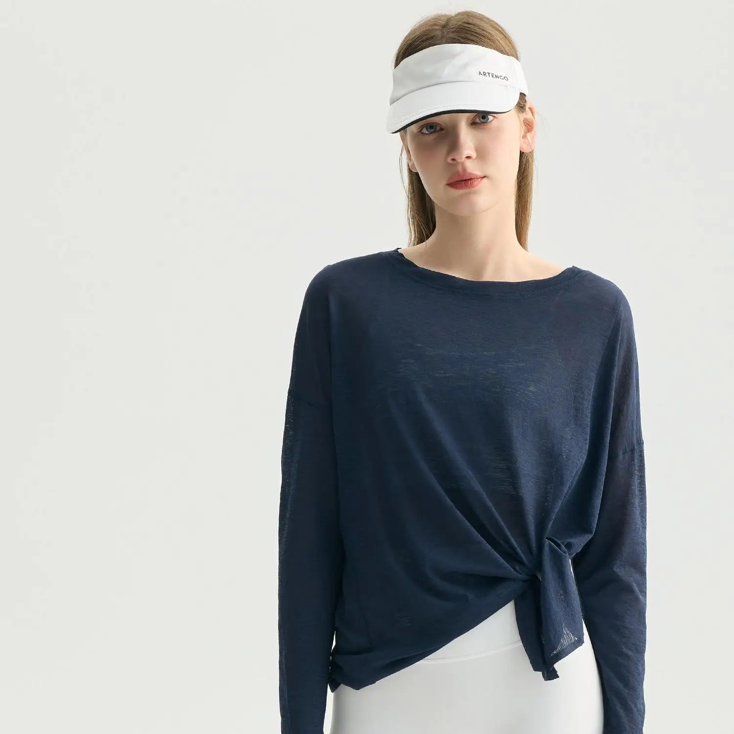 Loose Fit Long Sleeve Yoga Top Sheer Mesh Cover up Side Tie Knot Workout Shirts Breathable Gym Wear Custom