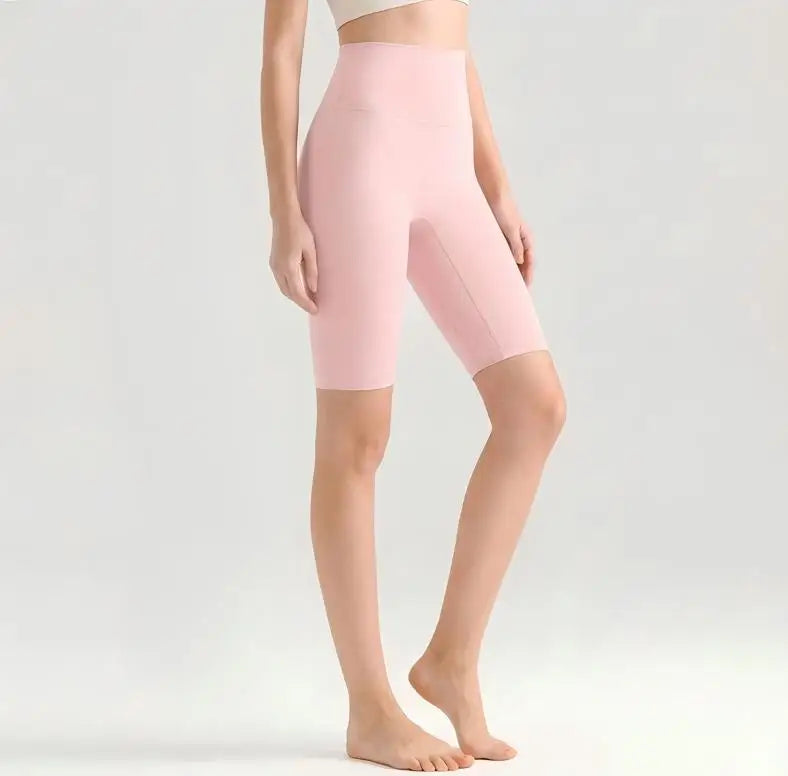 Women High Waisted Seamless Front Biker Shorts Sculpting Fit Yoga Shorts Butt Lifting Gym Workout Cycling Essentials Shorts