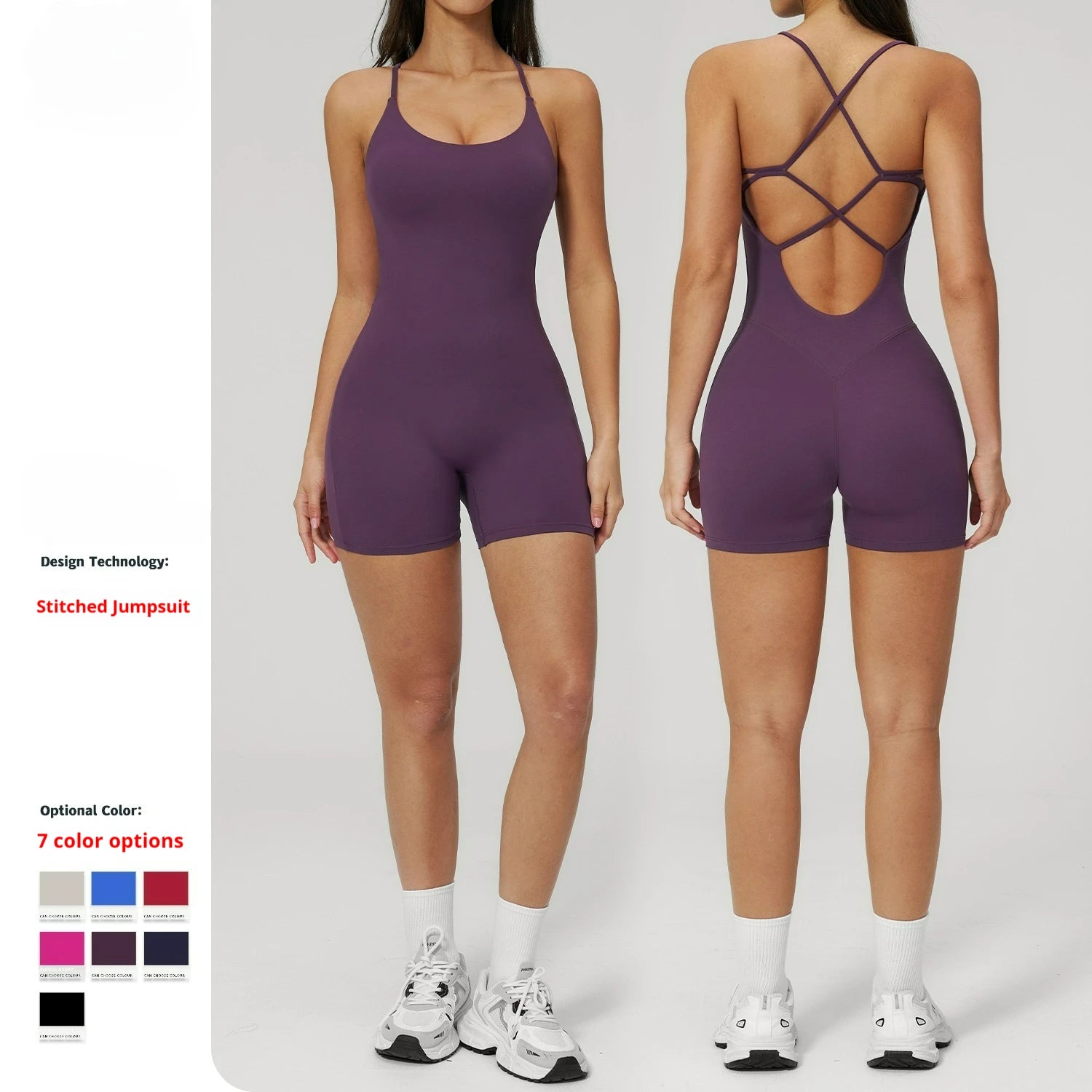 Women's Summer Jumpsuit New Fitness Yoga Breathable Active Stretch Workout Wear Gym Apparel V-neck Nylon Spandex Custom