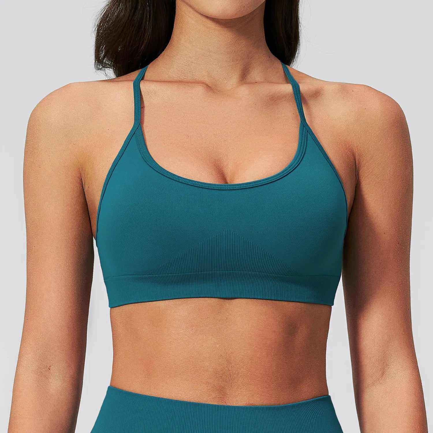 Yoga Bra Seamless Cross Strap Backless Sports Bra OEM Custom Logo U-Neck Removable Padded Gym Workout Vest Tank Top
